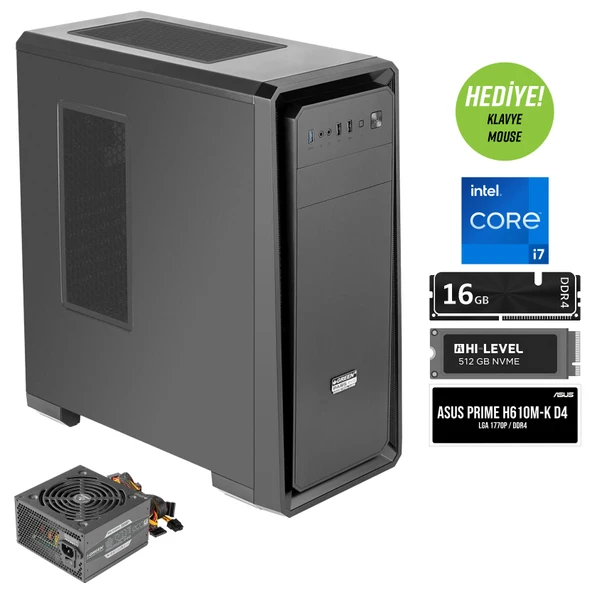Green Pars Evo İntel i7 12700K İşlemci 16GB DDR4 Ram 512GB M2 SSD Freedos Masaüstü Bilgisayar
