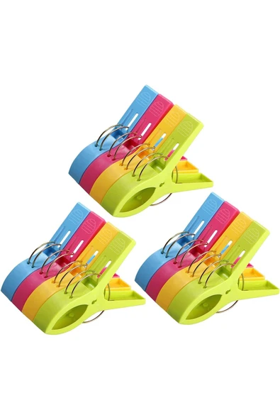 Ermiya Tam12 Adet Set Xl Büyük Mandal Plaj Havlusu Şezlong Sabitleyici Halı Asma Mandalı Havlu Tutucu ürün görseli 1