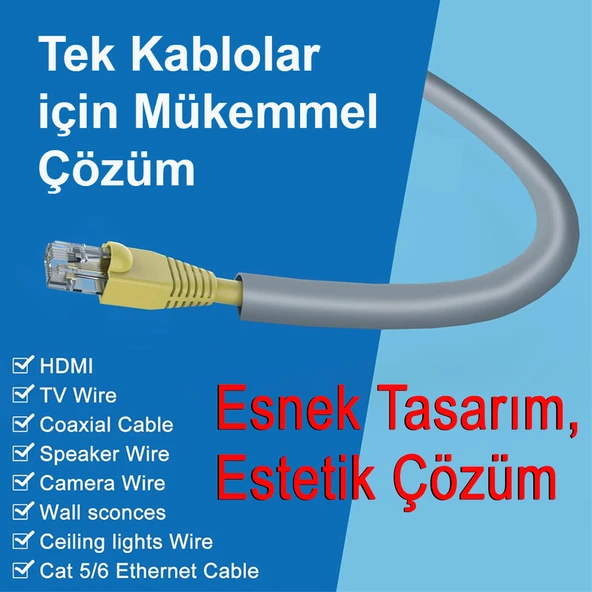 Greentech Esnek Kablo Kanalı Şeritli Gri / GT-KK10 - 3