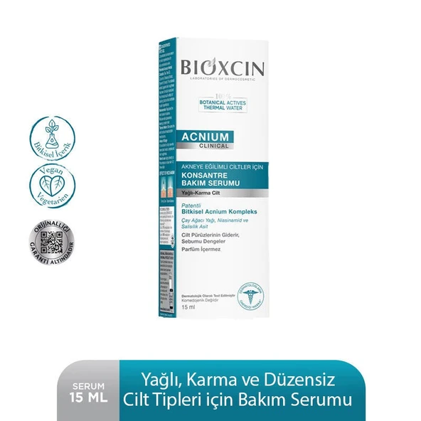 Bioxcin Acnium Karma ve Yağlı Ciltler İçin Konsantre Bakım Serumu 15 ml - 2
