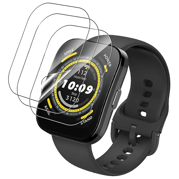 Amazfit Bip 5 Uyumlu 3 Adet Şeffaf Ekran koruyucu Nano Jelatin - Resim 3