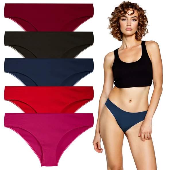 YohannesClub, Kadın, Pamuklu Hipster Basic Külot, Çok Renkli, 5'li Paket ürün görseli