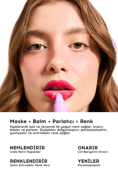 Cream Co. Nemlendirici Parlatıcı 3in1 Lip Balm | Dudak Bakım Strawberry Sorbet Kırmızı Hyaluronik Asit Seramid - 4