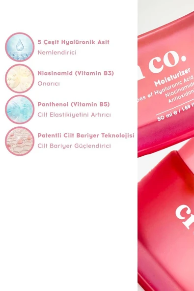 Cream Co. Moisturizer 50 ml Nemlendirici Cilt Tonu Eşitleyici Aydınlatıcı Yüz Krem. 50 Mltüm cilt tipleri - 4