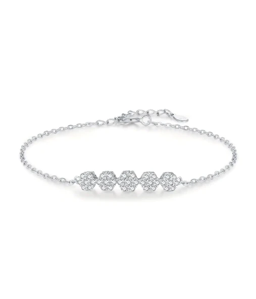 925 Ayar Işıltılı Beşli Tasarım Kadın Gümüş Bileklik ürün görseli