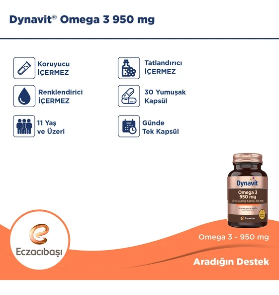 Dynavit Omega 3 950 Mg 30 Yumuşak Kapsül - 4