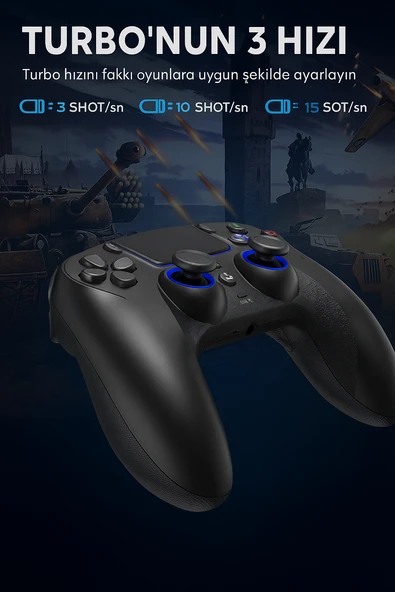 QASUL PS-4 için Kablosuz Kontrol Cihazı Çift Titreşimli RGB LED Gamepad Joystick Yüksek Doğruluk  Kontrol - 5