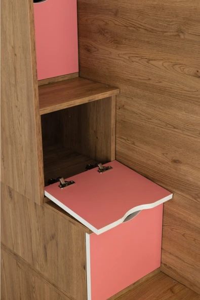 Güven Mobilya 90*190 Okyanus Ceviz / Pembe Karyola Dolap Kiwi Ranza - 8