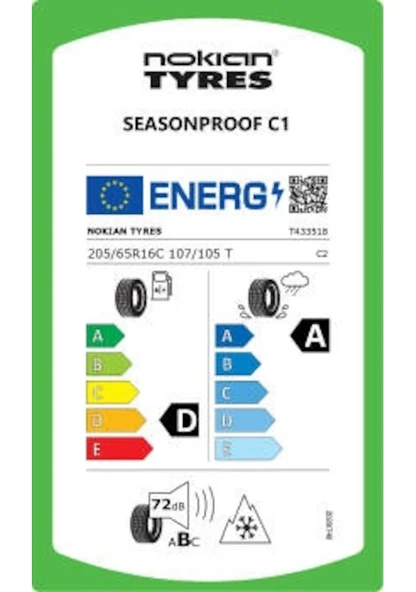 Nokian Tyres 205/65 R16 C107/105T Seasonproof C1 Dört Mevsim Lastiği ( Üretim Yılı: 2025 ) - Resim 3