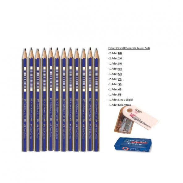 Resim Kalemi Faber Dereceli Kalem Seti Karakalem Seti 5H 4H 3H 2H HB 2B 3B 4B 5B 12li Set