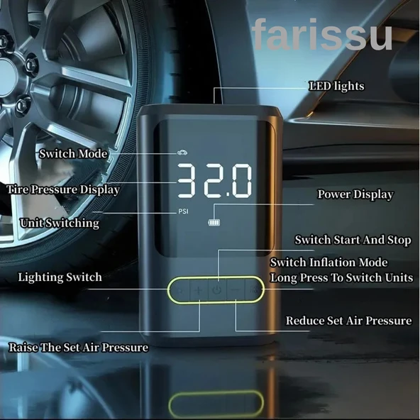 Taşınabilir Şarjlı Akıllı Lastik Şişirme Pompası (Model: ATJ-8466) - 3