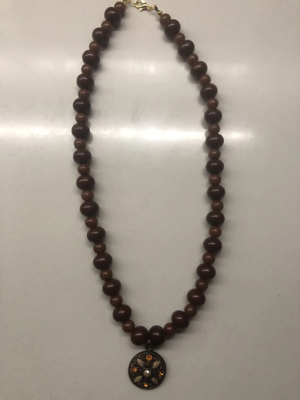 Metal Uçlu Boncuklu Kolye - 2