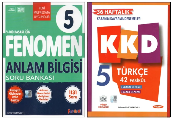 Fenomen 5.Sınıf Anlam Bilgisi Soru Bankası+Kurmay 5.Sınıf KKD Türkçe (2 Kitap)