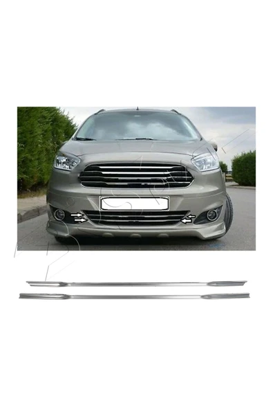 BRSPLAST  Ford Courier Uyumlu 2014 Ve Üzeri Krom Ön Panjur Alt Çıtası 2 Parça Paslanmaz Çelik