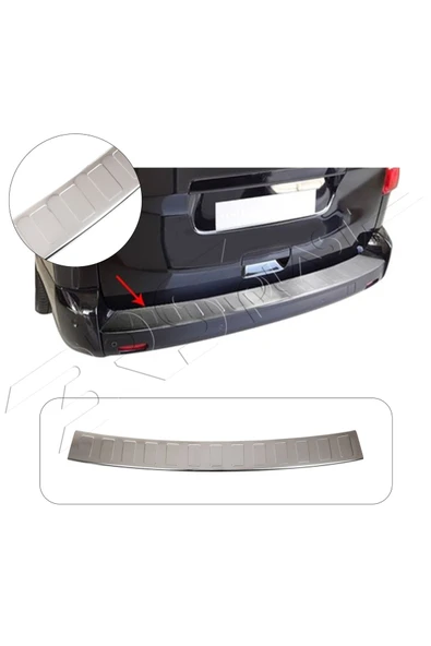 BRSPLAST  Toyota Proace Verso Uyumlu 2016 Ve Üzeri Kısa Model Krom Arka Tampon Üstü Koruma Paslanmaz Çelik ürün görseli 1