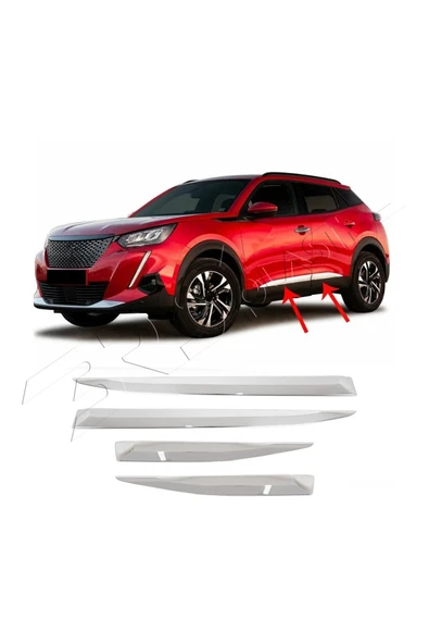BRSPLAST  Peugeot 2008 Uyumlu 2020 ve Üzeri Krom Yan Kapı Çıtası 4 Parça Paslanmaz Çelik - Resim 2