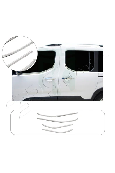 BRSPLAST  Citroen Berlingo Uyumlu 2019 Ve Üzeri Krom Cam Çıtası 4 Parça Paslanmaz Çelik ürün görseli 1
