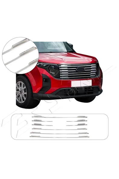 BRSPLAST  Ford Courier Uyumlu 2024 Ve Üzeri Krom Ön Panjur 8 Parça Paslanmaz Çelik ürün görseli 1