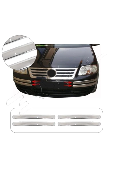 BRSPLAST  Volkswagen Caddy Uyumlu 2003-2010 Krom Ön Tampon Kaşı 4 Parça Paslanmaz Çelik ürün görseli 1