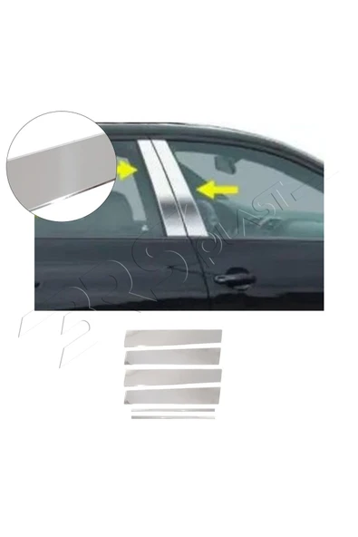 BRSPLAST  Volkswagen Tiguan Uyumlu 2007 ve Üzeri Krom Kapı Direği 6 Parça Paslanmaz Çelik ürün görseli 1