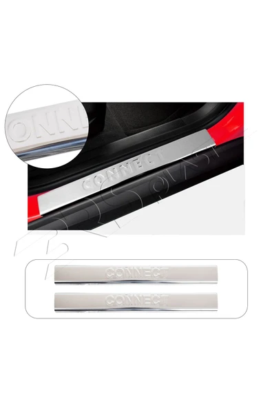 BRSPLAST  Ford Connect Uyumlu 2002 Ve Üzeri Krom Kapı Eşiği 2 Parça Paslanmaz Çelik