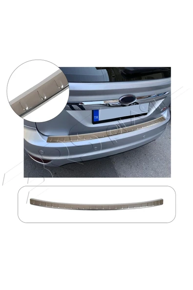 BRSPLAST  Ford Focus 3 HB Uyumlu 2010 Ve Üzeri Krom Arka Tampon Üstü Koruma Paslanmaz Çelik ürün görseli 1