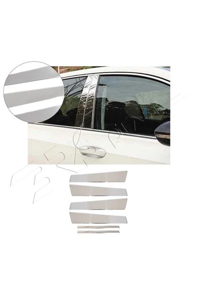 BRSPLAST  Mercedes W204 Uyumlu Krom Kapı Direği 6 Parça Paslanmaz Çelik ürün görseli 1