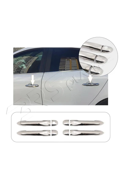 BRSPLAST  Renault Scenic 3 Uyumlu 2010 Ve Üzeri Krom Kapı Kolu 4 Kapı (Anahtar Delikli) Paslanmaz Çelik ürün görseli 1