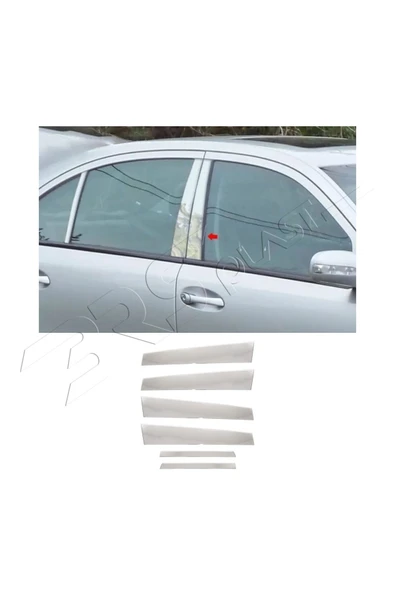 BRSPLAST  Mercedes W211 Uyumlu Krom Kapı Direği 6 Parça Paslanmaz Çelik ürün görseli 1