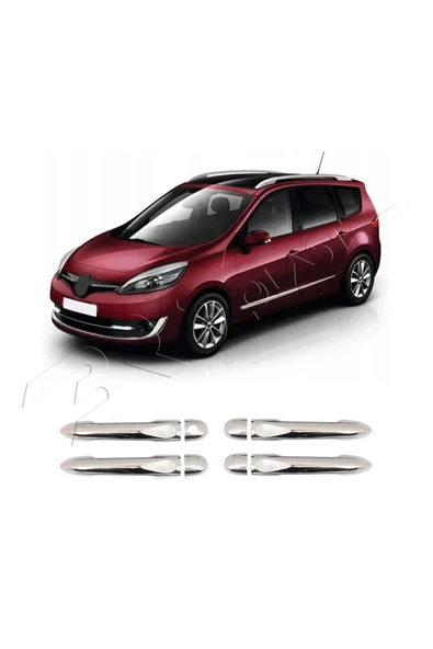 BRSPLAST  Renault Scenic 3 Uyumlu 2010 Ve Üzeri Krom Kapı Kolu 4 Kapı (Anahtar Delikli) Paslanmaz Çelik - Resim 2