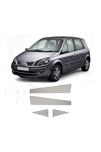 BRSPLAST  Renault Scenic 2 Uyumlu Krom Kapı Direği 4 Parça Paslanmaz Çelik - Resim 2
