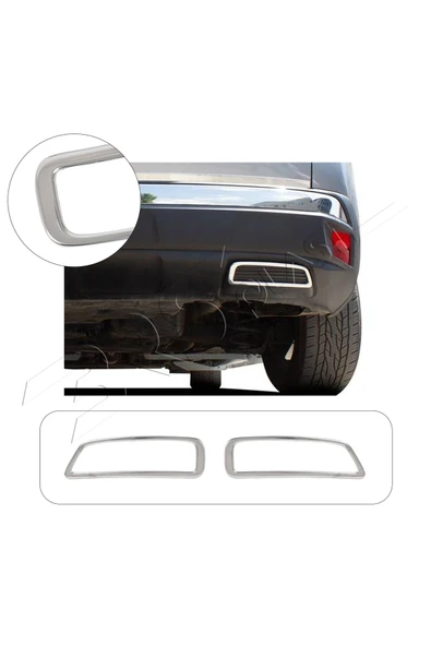 BRSPLAST  Peugeot 3008 Uyumlu 2016 Ve Üzeri Krom Egzoz Çerçevesi 2 Parça Paslanmaz Çelik ürün görseli 1
