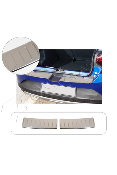 BRSPLAST  Dacia Sandero Stepway Uyumlu 2012-2020 Krom Arka Tampon Üstü Koruma 2 Parça Paslanmaz Çelik ürün görseli 1