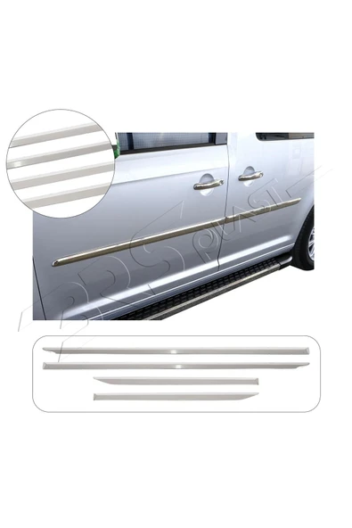 BRSPLAST  Volkswagen Caddy Uyumlu 2021 Ve Üzeri Krom Yan Kapı Çıtası 4 Parça Paslanmaz Çelik ürün görseli 1