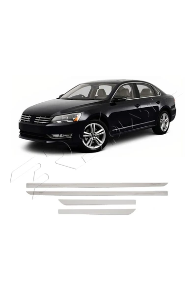 BRSPLAST  Volkswagen Passat B7 Uyumlu 2010-2015 Krom Yan Kapı Çıtası 4 Parça Paslanmaz Çelik - Resim 2