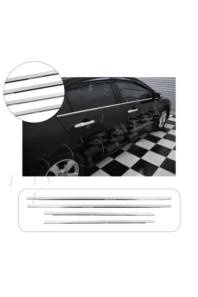 BRSPLAST  Honda Civic Uyumlu 2012-2016 Krom Cam Çıtası 4 Parça Paslanmaz Çelik ürün görseli 1