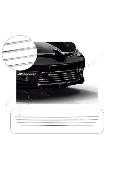 BRSPLAST  Renault Fluence Uyumlu 2013 Ve Üzeri Krom Ön Tampon Çıtası 4 Parça Paslanmaz Çelik ürün görseli 1