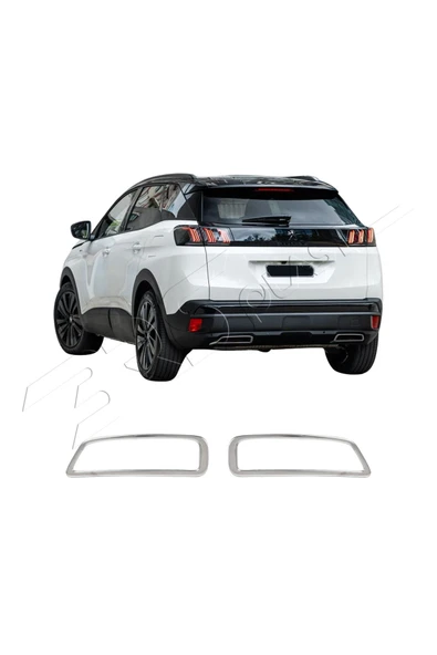 BRSPLAST  Peugeot 3008 Uyumlu 2016 Ve Üzeri Krom Egzoz Çerçevesi 2 Parça Paslanmaz Çelik - Resim 2