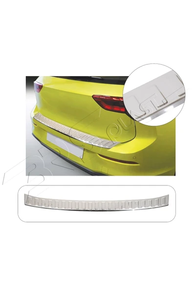 BRSPLAST  Volkswagen Golf 8 HB Uyumlu 2019 Ve Üzeri Krom Arka Tampon Üstü Koruma Paslanmaz Çelik ürün görseli 1