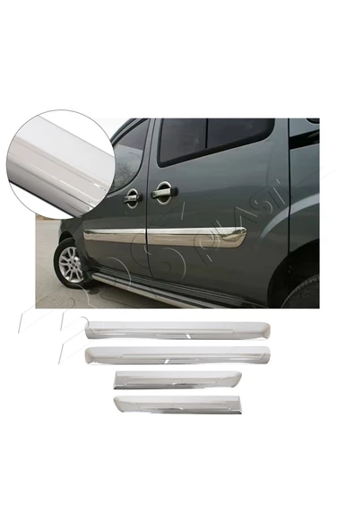 BRSPLAST  Fiat Doblo Uyumlu 2006-2010 Krom Yan Kapı Çıtası 4 Parça Paslanmaz Çelik ürün görseli 1