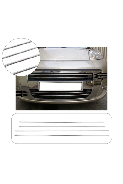 BRSPLAST  Fiat Fiorino Uyumlu 2007-2015 Krom Ön Tampon Çıtası 4 Parça Paslanmaz Çelik - Resim 2