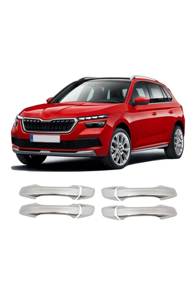 BRSPLAST  Skoda Kamiq Uyumlu 2020 Ve Üzeri Krom Kapı Kolu 4 Kapı Deliksiz Paslanmaz Çelik ürün görseli 1