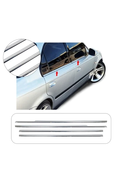 BRSPLAST  Honda Civic Uyumlu 1998-2000 Krom Cam Çıtası 4 Parça Paslanmaz Çelik ürün görseli 1