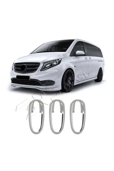 BRSPLAST  Mercedes Vito W447 Uyumlu Krom Kapı Kolu Tası 3 Parça Paslanmaz Çelik ürün görseli 1