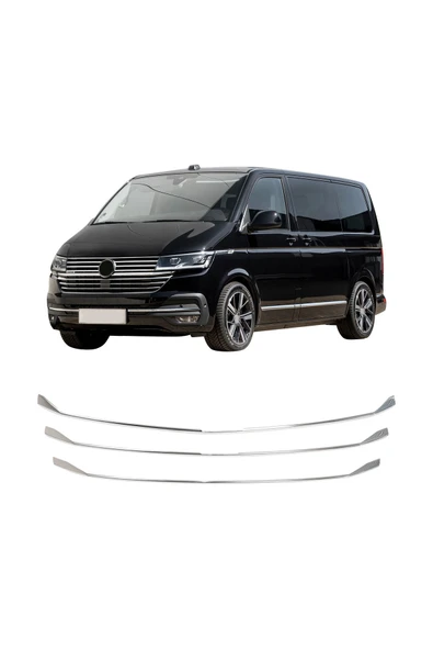 BRSPLAST  Volkswagen Transporter T6.1 Uyumlu Krom Ön Panjur Alt Çıta 3 Parça Paslanmaz Çelik - Resim 2