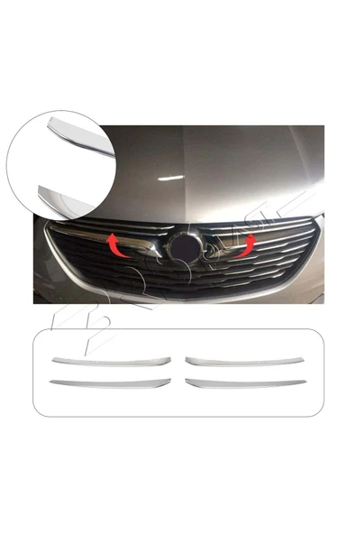 BRSPLAST  Opel Grandland X Uyumlu 2016 Ve Üzeri Krom Ön Panjur 4 Parça Paslanmaz Çelik ürün görseli 1