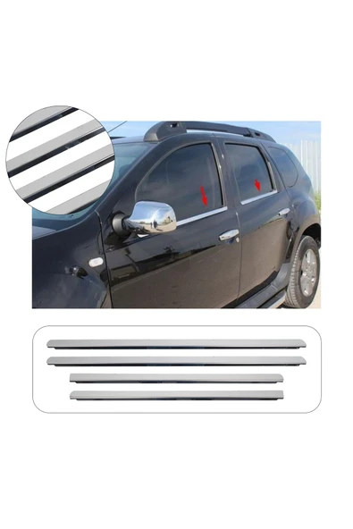 BRSPLAST  Dacia Duster Uyumlu 2010-2017 Krom Cam Çıtası 4 Parça Paslanmaz Çelik - Resim 2