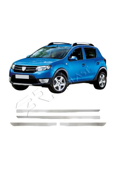 BRSPLAST  Dacia Sandero Stepway Uyumlu 2013 Ve Üzeri Krom Yan Kapı Çıtası 4 Parça Paslanmaz Çelik - Resim 2