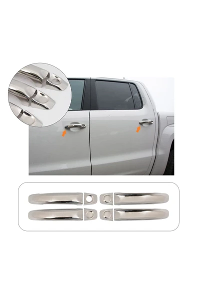 BRSPLAST  Volkswagen Amarok Uyumlu 2010 Ve Üzeri Krom Kapı Kolu 4 Kapı Paslanmaz Çelik ürün görseli 1