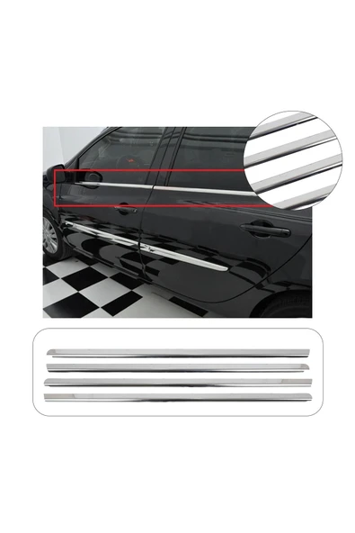 BRSPLAST  Renault Clio 3 Symbol Uyumlu 2013 Ve Üzeri Krom Cam Çıtası 4 Parça Paslanmaz Çelik ürün görseli 1